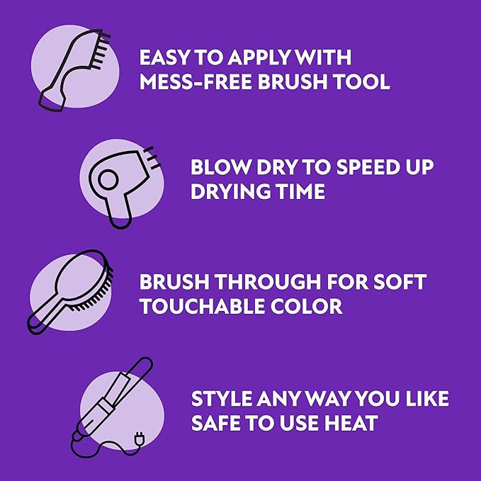 Fun In by Sun In Temporary Hair Color with Easy Brush Applicator for Kids, Teens & Adults - Washable One day color for Festivals, Events & Parties - All Hair Types