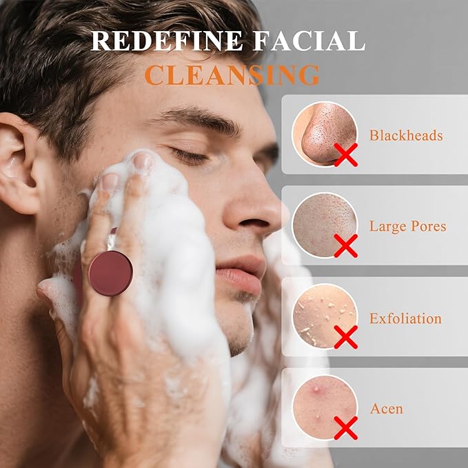 VWMYQ Silicone Face Scrubber for Men, Gentle Exfoliator Pad & Massager, Facial Cleansing Brush Silicone Face Wash Brush Removes Dead & Dry Skin (red)