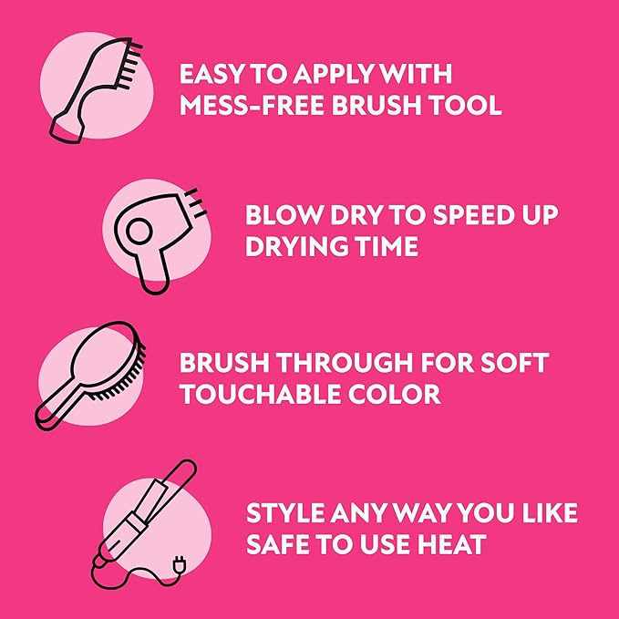 Fun In by Sun In Temporary Hair Color with Easy Brush Applicator for Kids, Teens & Adults - Washable One day color for Festivals, Events & Parties - All Hair Types