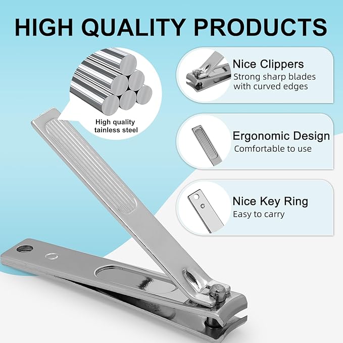 Premium Stainless Steel Nail Clippers Set - Travel Grooming Kit, 10pc Manicure/Pedicure Tools with PU Case - Unisex Gift for Men and Women(C-Red)