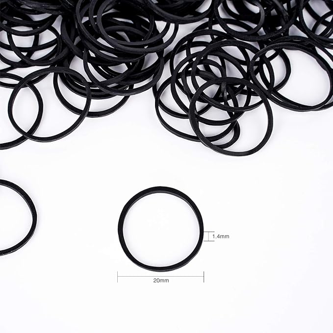 HOYOLS 3/4” Inches Black Hair Rubber Bands for Hair Ties Small Mini Elastics Bands Large Braiding Ponytail Holders for Baby Toddler Girls Kids No Damage 600pcs (M) Latex-Free