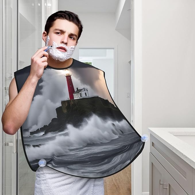 Monochrome Sketch Style Gaming Print Beard Bib Shaving Apron, Beard Hair Trimming Cape Gift For Dad