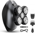 Electric Razor for Men, Head & Body Hair Shaver for Men, Cordless Rechargeable Wet/Dry Bald Head & Groin Waterproof Razor with Rotary Blades,Clippers, Beard Trimmer,Nose Trimmer, Brush (Gray)