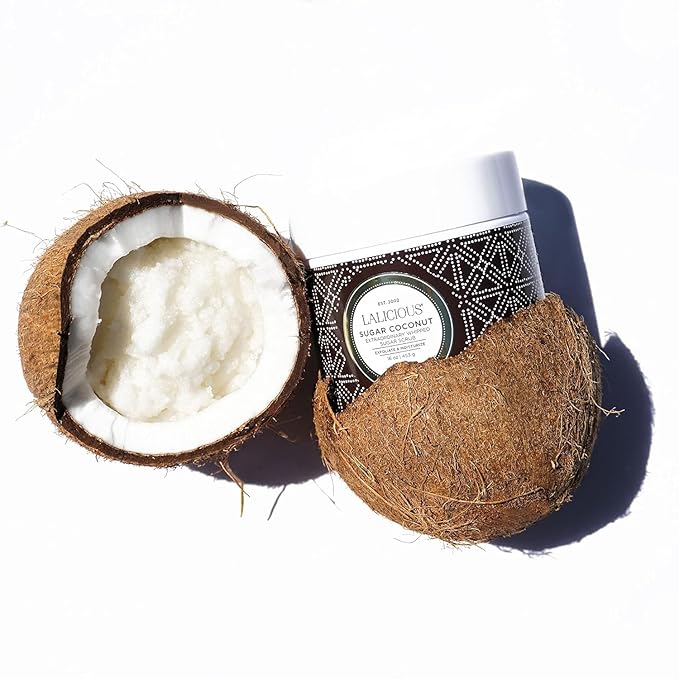 LALICIOUS Sugar Coconut Sugar Scrub, Exfoliating Body Scrub, Moisturizing Extraordinary Whipped Body Exfoliator, Gentle Exfoliating Body Scrubber Exfoliator for Radiant Skin, No Parabens - 16oz