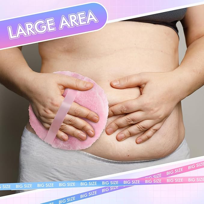 WSYUB Powder Puff, 5.12 Inch Powder Puff for Body Powder, Large Loose Soft Velour Body Powder Puff and Container