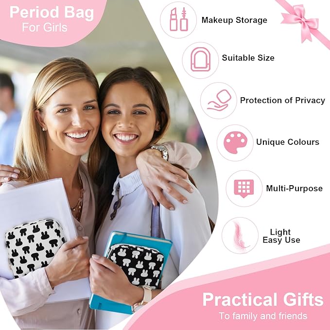 Desing Wish Period Bag Pouch Soft Cloth Sanitary Napkin Storage Bag Portable Menstrual Pad Pouches Tampon Holder for Purse First Period Kit for Girls 9-12 (Dazzling Zebra)