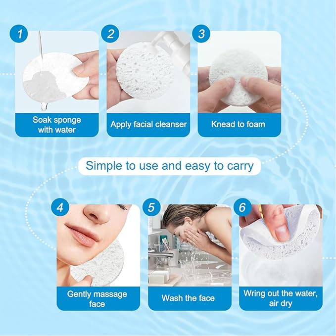 30 Count Compressed Facial Sponges Mini Soft Cellulose Pads for Facial Cleansing Exfoliating Makeup Removal and Face Masks Ideal for Home and Travel