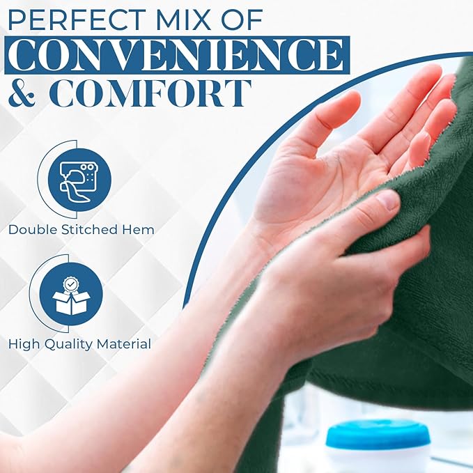 DAN RIVER 6-Pack Premium Hand Towels (16x28 Inches) - 100% Cotton, Ultra Soft, Lightweight, Highly Absorbent Towels for Bathroom, Spa, Gym, Salon, Hotel, and Travel - Hunter Green