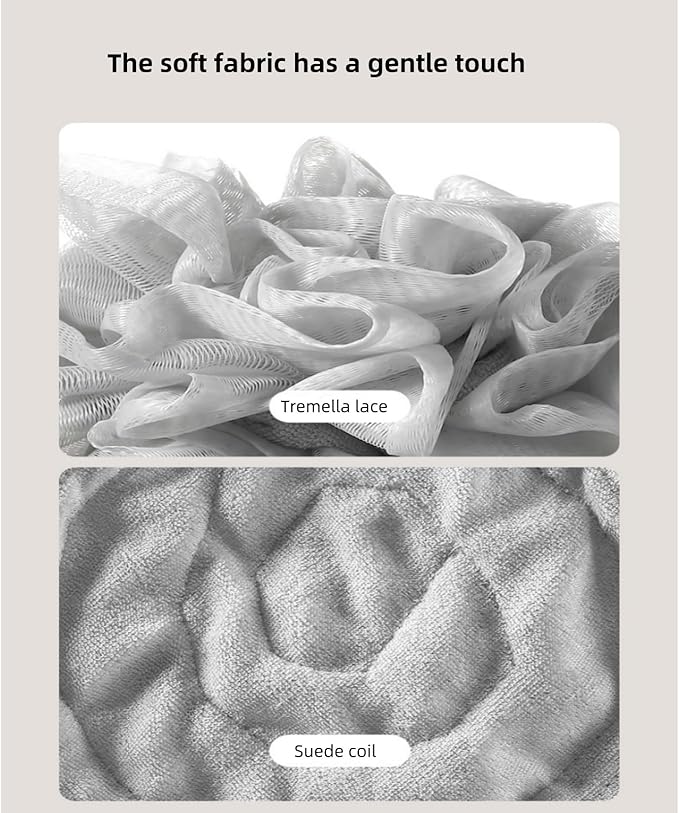 Washcloth Loofah Combo 2-in-1 Loufee Wash Cloth That Holds Bar Soap-Exfoliation Mesh Shower Ball for Body Wash&Smooth Skin+Free Loofah Dish Towel