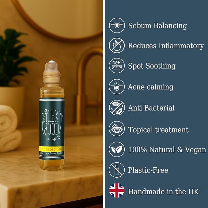 The Ilex Wood - Oblitzit - Spot Treatment Serum with Tea Tree and Lemon Balm, Natural Vegan Formula - 10ml (0.34 fl oz)