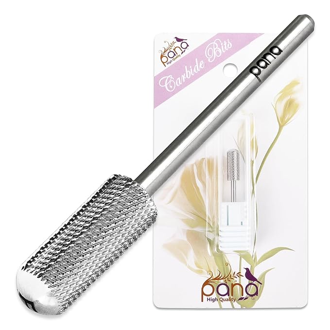 PANA 3/32" Small Smooth Round Top Safety Carbide Nail Drill Bit for Gel Polish & Acrylic Removal Nail Salon Manicure Pedicure Electric File Tools (Small Barrel - Silver, Fine)