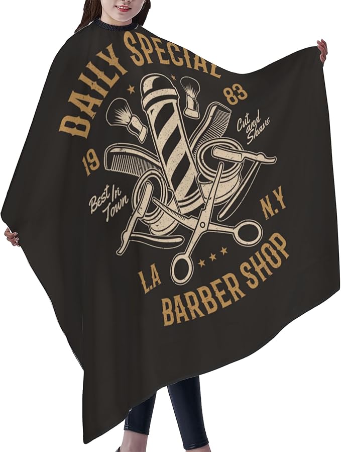 Adult Barber Cape, Professional Salon Haircut Capes, Haircut Kit Hairdressing Apron for Home Salon Barbershop