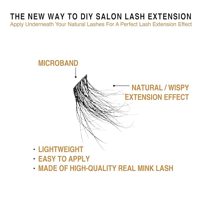 i•ENVY Extended Real Mink Lash Clusters Lashes DIY Salon Lash Extension Apply Underneath Natural Lashes for Perfect Lash Extension Effect, False Eyelashes Reusable