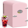 Simple Deluxe 6L/9 Can Mini Fridge with Viewing Window, Portable Cooler & Warmer Cosmetic Fridge, Suitable for Skincare Products, Beverages, and Food, Pink
