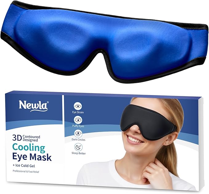 Upgraded Cooling Gel Eye Mask for Puffy Eyes: Larger Full-Eye Cover Design for Ice-Cold Therapy Relief, Headache & Migraine Relief, Reusable Cold Compress for Swelling, Eye Strain, Fatigue (Black)