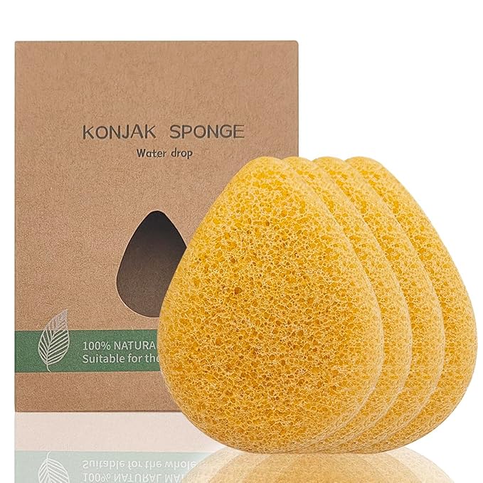 Natural Konjac Facial Sponge - 4 Pack lyfLux Gentle Facial Sponge for All Skin Types, Soft Face Scrubber for Daily Use