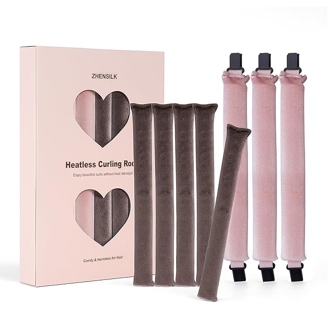 Heatless Curls Overnight Rods Set – 8PCS Flexible Heatless Curling Rods for Long & Short Hair, Soft No Heat Hair Curler Blowout Styling Tools for Loose Waves or Tight Curls