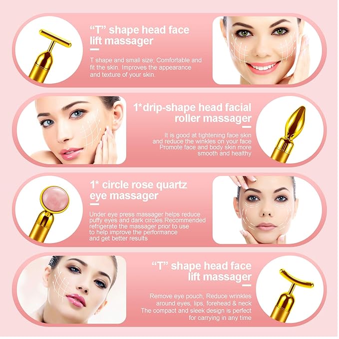 DANGSHAN 4-in-1 Face Massager Roller 24k Golden Face Roller, Arm Eye Nose Massage for Face Facial Massager Skin Care Tools