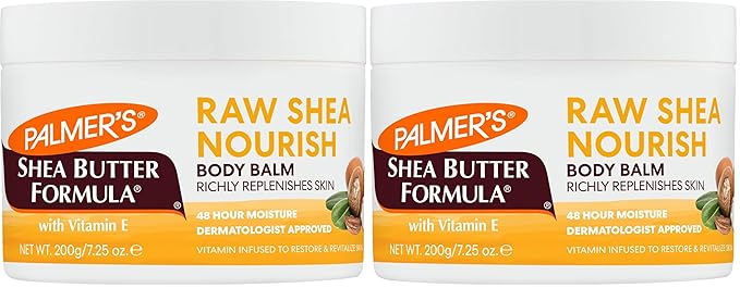 Palmer's Shea Butter Formula Raw African Shea Butter Balm,Nourishing Body Moisturizer for Rough,Dry Skin,7.25 Ounces,(Pack of 2)