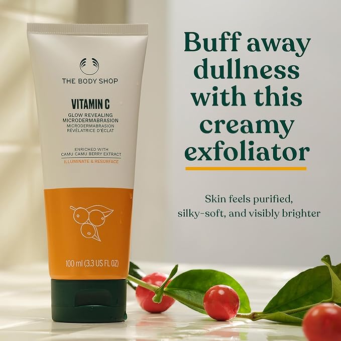 The Body Shop Vitamin C Glow Boosting Microdermabrasion – Exfoliation for Tired, Dull Skin – Vegan – 100ml