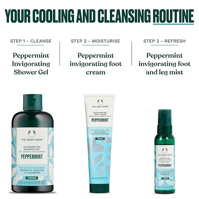 The Body Shop Peppermint Invigorating Foot Scrub | Cooling Exfoliator for Dry Cracked Feet | Vegan, 100 ml / 3.3 oz