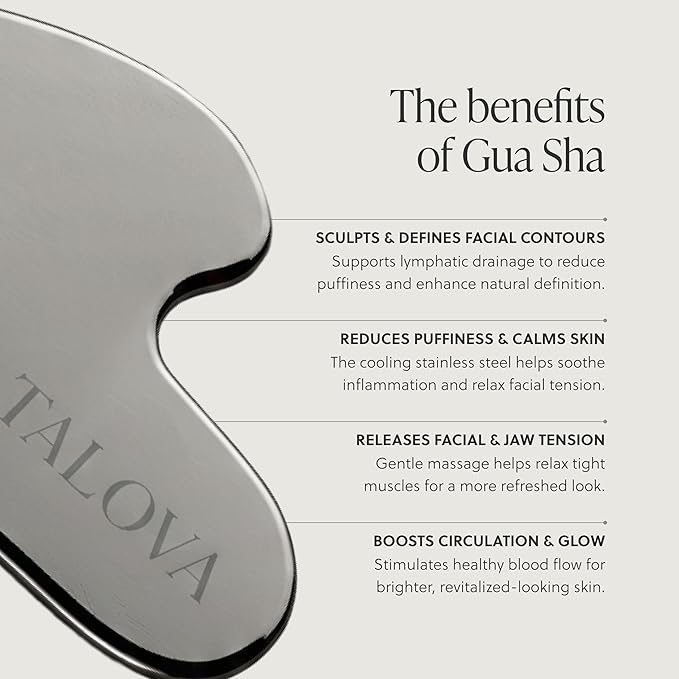 304-Grade Stainless Steel Gua Sha Facial Tool, Easing Facial Tension, Massage and Sculpting Tool for Face and Body, Encourage Lymphatic Drainage, Jawline Sculptor, Skin Care Gift