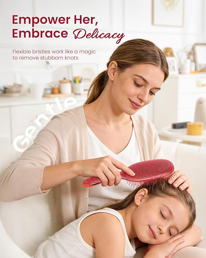 Gift for Women, Gifts for Kids & Teen Girls, AIMIKE Painless Hair Brush Detangler w/Soft Bristles, Extra Gentle Hairbrush for Fine or Daughter's Hair, Ideal Holiday Presents