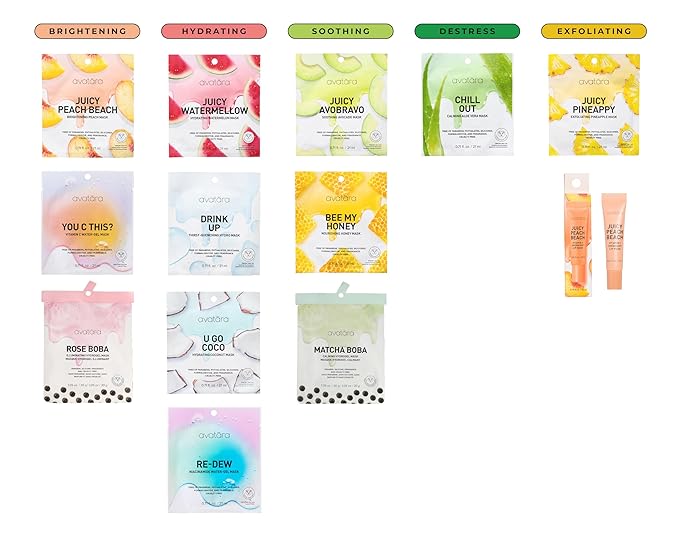 Avatara Drink Up Hydrating Face Masks 5-Pack | Clean K-Beauty Sheet Masks with Hyaluronic Acid & Aloe Vera | Gentle Moisture for Sensitive Skin | Vegan, Fragrance-Free, & Cruelty-Free Korean Masks