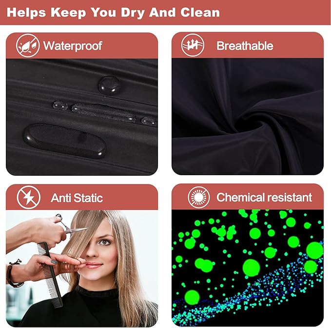 Short Barber Cape, Waterproof Nylon Salon Hair Cutting Cape, Makeup Artist Cape for Hair Dye, Comb-out, Styling, Shampoo