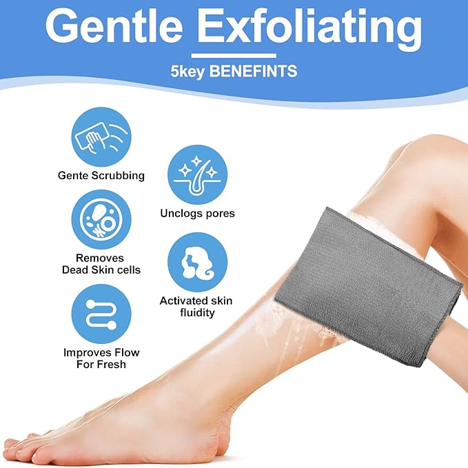 Tatuo 12 Pieces Korean Exfoliating Mitt Glove Italy Towel Body Skin Scrubber Exfoliating Scrubber for Remove Dead Skin Washcloth Korean(Small,White, Black, Gray)