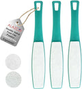 3 ALAZCO Double Sided Foot File Pumice Ergonomic Handle Scrubber Immediate Result Smooth Feet Heel Scraper Exfoliate Buffer Dead Skin Callus Corn Emery Fine & Coarse Pedicure Tool
