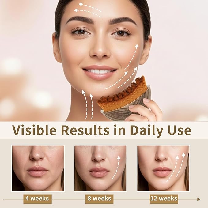 2 PCS Lymphatic Contour Face Brush, Manual Lymphatic Drainage Massager, Natural Makeup Brushes with Durable Soft Bristles, Hypoallergenic Ergonomic Facial Cleansing Brush for Sculpting - 2 Pack