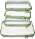 4 pcs Clear Zipper Pouches,Hard Shell Zipper Case, Toiletry Bag for Travel, CLear Diaper Bag, Toiletry Pouch, Travel Organizer, Cosmetic Bag,Toy Storage Bins (M+3S) (Mint Green)