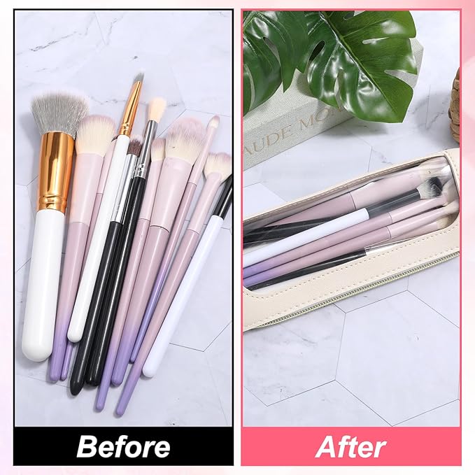 Clear Makeup Bag PU Leather Mini Makeup Pouch Transparent Portable Makeups Brush Case Travel Cosmetic Bag Waterproof Cosmetic Organizer Pouch with Zipper for Women Travel Office Home Makeups Storage