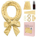 ZILAMPU No Heat Curling Rod Headband for Women and Girls, Velour Overnight Hair Curl Roller Wrap for Long Hair - Light Yellow