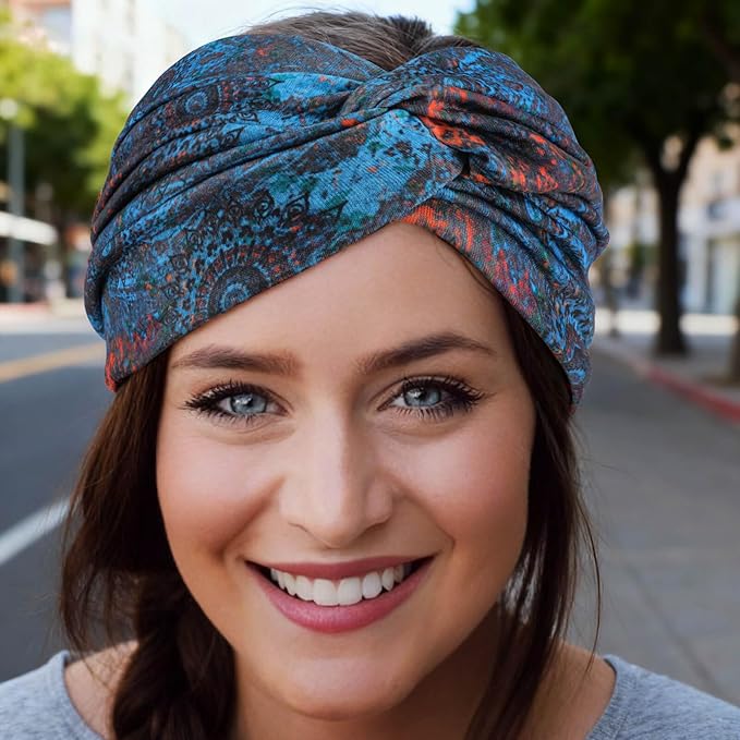 DRESHOW 4 Pack Turban Headbands for Women Wide Vintage Head Wraps Knotted Cute Hair Band Accessories