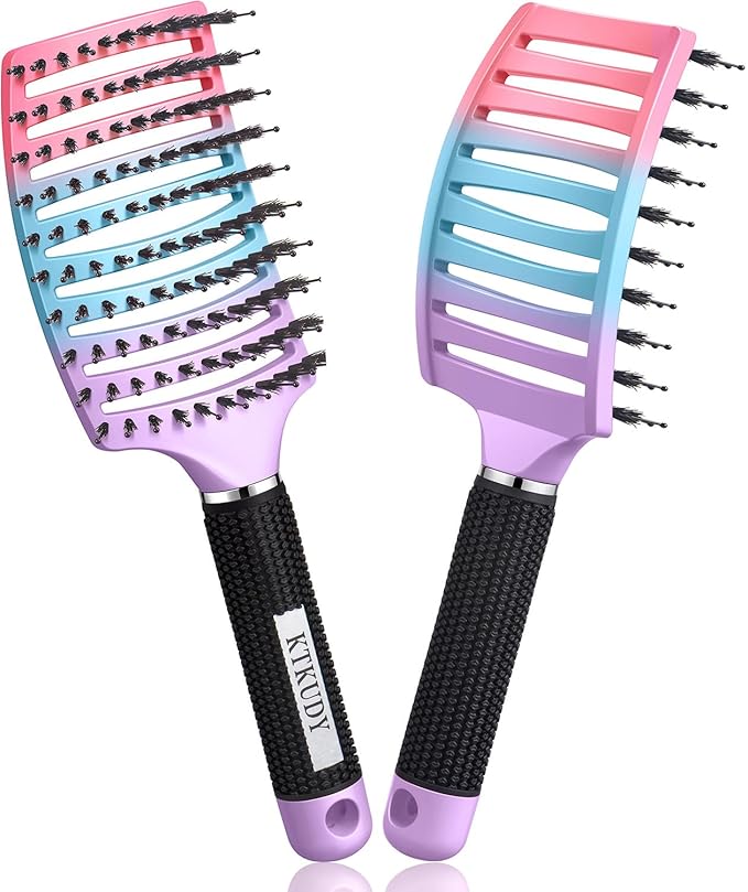 KTKUDY Wet or Dry Detangling Hair Brush for All Hair Types - Eliminates Knots & Reduces Breakage Hairbrush - Tangle Free Detangler Brush For Women Men & Kids, Single, 1 Count