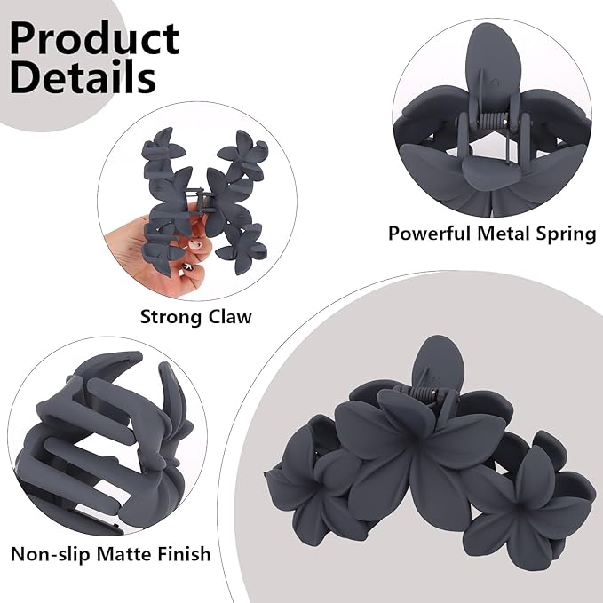 Flower Hair Clips for Women 4PCS Matte Flower Claw Clips Non-slip Cute Claws for Thick Thin Hair Strong Hold Stylish Accessories for Women Girls