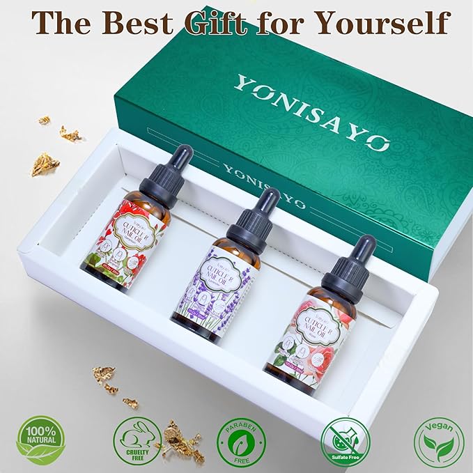 3 Pack Cuticle Oil, 3 in 1 Hydrating Oil for Strengthen Dry Nails Care, Soothe Cracked Cuticles, Thin Nails & Moisturize Hands, Non-Greasy, Cruelty-Free, Rose, Geranium, Lavender