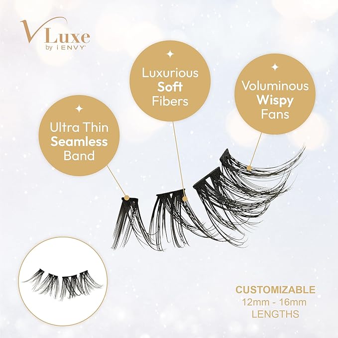 VLuxe Faux Mink Lash Cluster Mini Extended, 14 10-14mm Seamless DIY Lash Extensions, Lightweight Ultra Comfort False Eyelashes with Thin Microband for Natural Blending, Refill for Mini Lash Palette