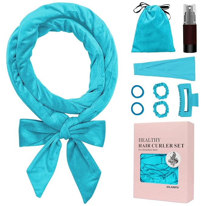 ZILAMPU Heatless Curls Overnight for Long Hair, Heatless Hair Curlers to Sleep In Overnight Curls, 70" Soft Velvet No Heat Hair Curlers Set for Women