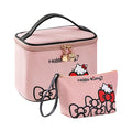 Vimanllie Travel Makeup Bag Large Cosmetic Bags with Brush Holder,Pink Waterproof 2PCS Portable Cosmetic Case for Women,Toiletry Bag for Skincare&Beauty Tools for Her