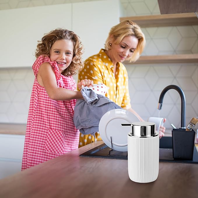 Soap Liquid Dispenser Ceramic with Easy-to-Press Pump Hand Liquid Dispenser (Can't Foam) for Shampoo Bathroom Countertop 13.5 oz