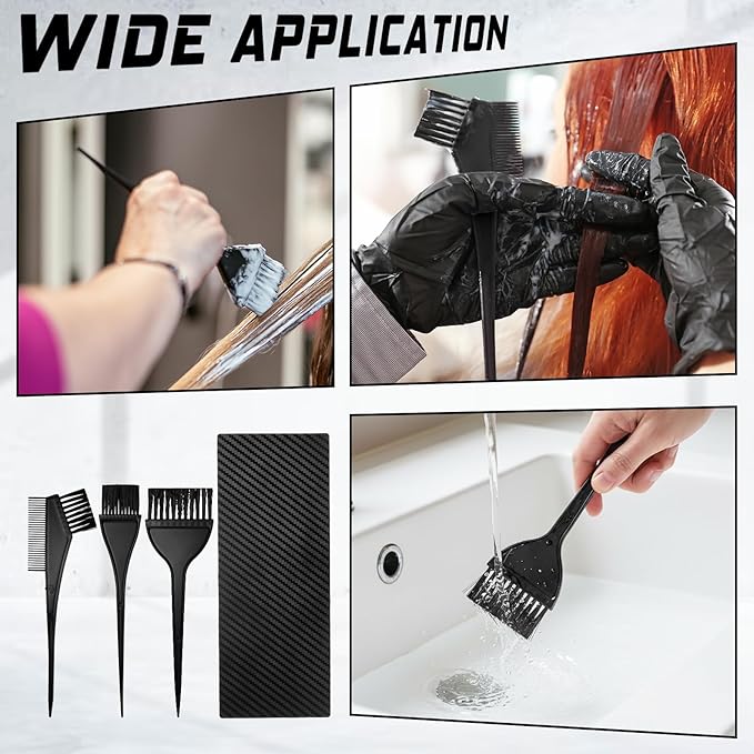 4 Pcs Highlighting Board Set, Black Dye Boards Brushes Portable Foiling Board Professional Dye Highlighting Kit for Men Women Home Salon Beginners Professionals Hairstylist Accessories