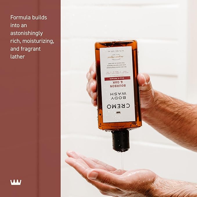 Cremo Body Wash for Men, Rich-Lathering Bourbon & Oak,16 Fl Oz