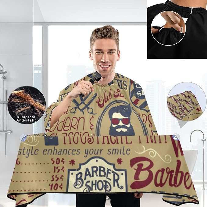 visesunny Professional Barber Cape Polyester Hair Cutting Salon Cape Apron Anti-Static Beard Bib Grooming Apron