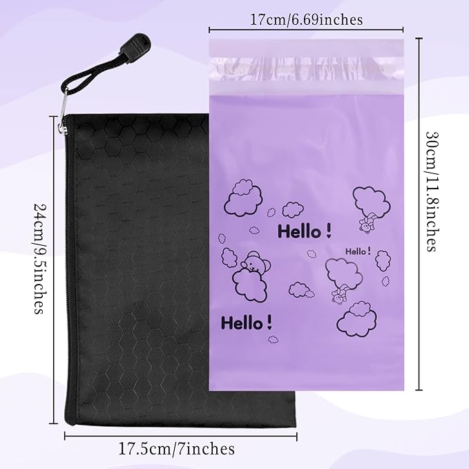 Purple Opaque Feminine Hygiene Disposal Bags - Pack of 100, 7x12inches, Suitable for Tampons and Sanitary Liners - Includes Storage Bag