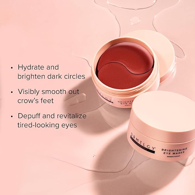 DRMTLGY Brightening Eye Masks – Biodegradable Hydrogel Under Eye Patches with Caffeine, Peptides, Hyaluronic Acid & Niacinamide – Depuff, Hydrate & Smooth Dark Circles – 2 Pack (60 Count Each)