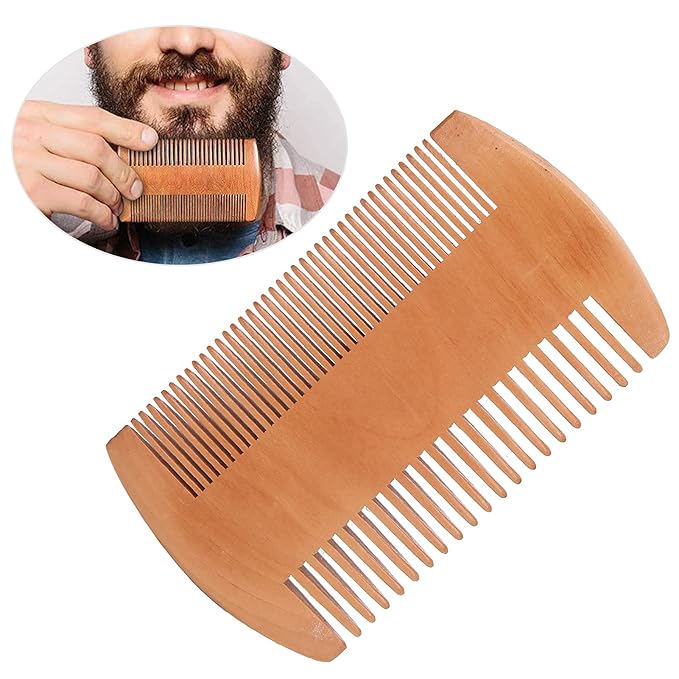 Transparent Beard Shaping Template Comb Scissors Set, Beard Grooming Styling Tool Kit, Double Sided Combs with Fine and Thick Teeth, Includes Folding Comb, Round Head and