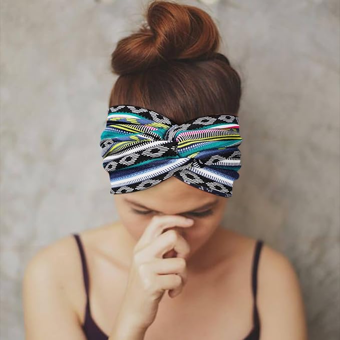 DRESHOW 4 Pack Turban Headbands for Women Wide Vintage Head Wraps Knotted Cute Hair Band Accessories